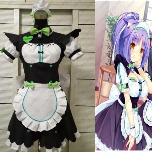 Nekopara cinnamon Cosplay Green Maid Costume