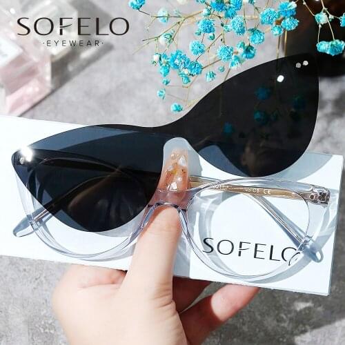 Acetate Magnet Clip On Sunglasses Female Fashion 2 In 1 Polarized Cat Eye Sun Glasses Women Optical Prescription Eyewear 2021