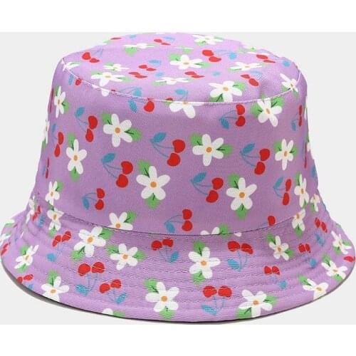 Ldslyjr Cotton Cherry Print Bucket Hat Fisherman Hat Outdoor Travel Hat Sun Cap Hats for Men and Women 390