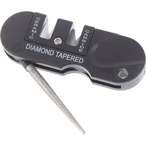 Portable Tungsten Ceramic Carbide Knife Whetstone Sharpener Sharpen Fish Hook Pocket Diamond Tool Camp Hike outdoor