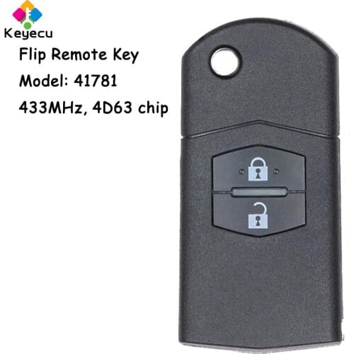 KEYECU Model:41781 Flip Remote Car Key - 2 Buttons 433MHz 4D63 Chip- FOB for Mazda M2 Demio M3 Axela M5 Premacy M6 Atenza M8 MPV