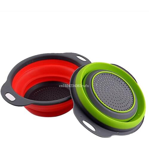 20sets Foldable Fruit Vegetable Washing Basket Strainer Silicone Colander Strainer Collapsible Drainer With Handle Kitchen Tools