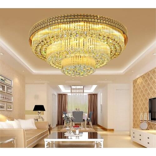 LED lamps European atmosphere living room lights ceiling lamps hall modern simple restaurant round crystal lamp led lighting