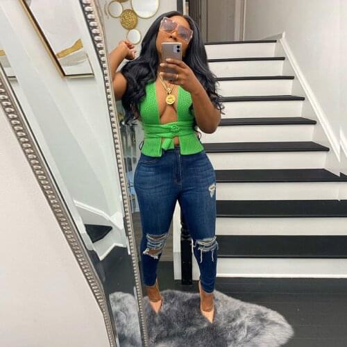 Sexy Knitted Bandage Crop Top Summer Outfits for Women One Size Y2k Clothes Sleeveless Bodycon Clubwear Party Tank Top