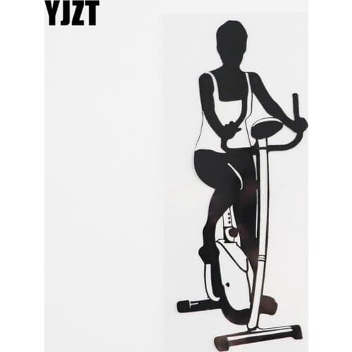YJZT 6.6CMX16.5CM Exercise Bike Sports Healthy Gym Decal Vinyl Car Sticker Black/Silver 8A-0339