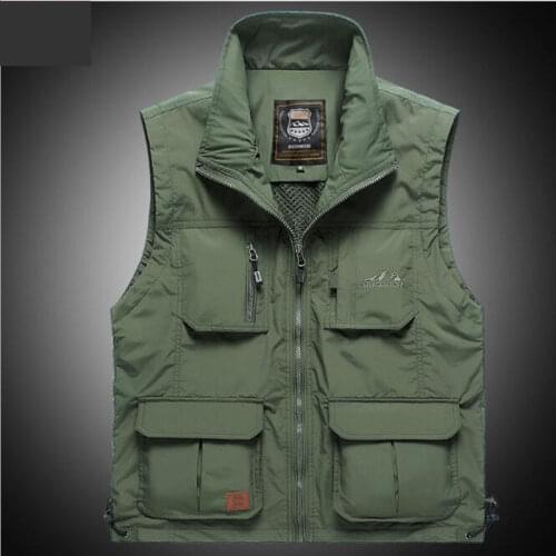 Mens Quick Dry Multi-pocket Vest Fishing Hiking Travel Thin Vest New Outdoor Mountaineering Drift Advertising Photography Vest