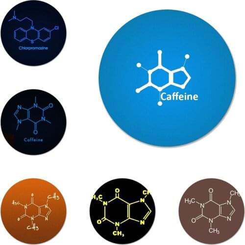 Chocolate Caffeine Molecule Icons Pins Badge Decoration Brooches Metal Badges For Clothes Backpack Decoration