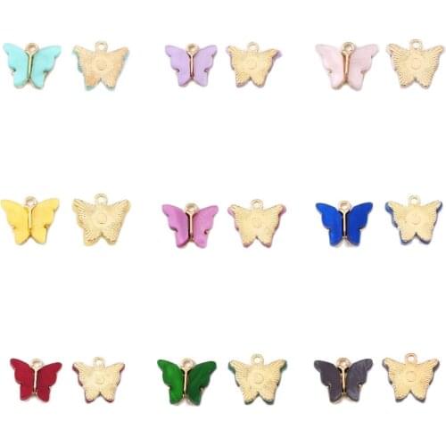10pcs Alloy Enamel Butterfly Pendants for DIY Bracelet Necklace Jewelry Making Accessories Findings 14*16.5*3mm Hole 1.6mm
