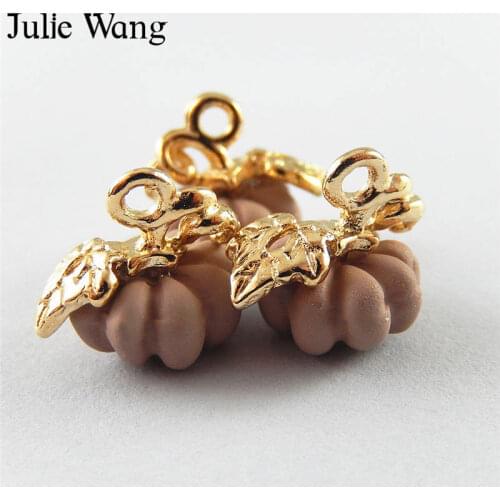 Julie Wang 10PCS Alloy Plating Halloween Pumpkin Charm Hanging Pendants Findings Jewelry Making Necklace Bracelet Accessory