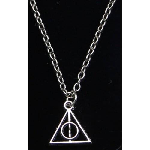 20pcs New Fashion Necklace 13x12mm deathly hallows Pendants Short Long Women Men Colar Gift Jewelry Choker