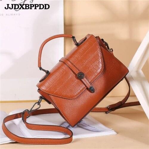 2020 Genuine Advanced Leather Hand Bag Womens Handbag Small Boston Bag All-match Female Shoulder Bag Luxury Casual Bags