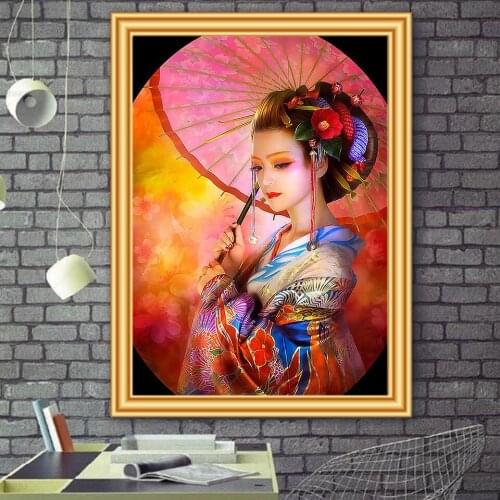 5D Diamond Painting Umbrella Girl Kit Cross Stitch Full Drill Diamond Embroidery Mosaic Picture Rhinestones for Needlework Decor