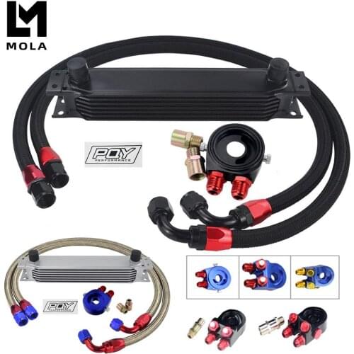7 Rows Oil Cooler Kit AN10 Transmission Oil Cooler Kit + Oil Filter Adapter + Stainless Steel Braided Hose With Sticker +Box