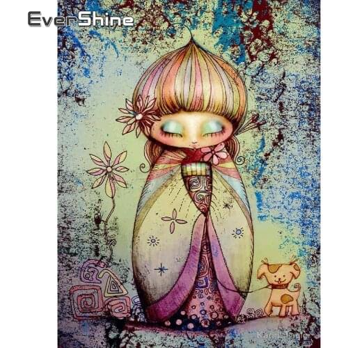 EverShine Diamond Embroidery Girl 5D Diamond Painting Full Drill Square Rhinestones Cartoon Cross Stitch Mosaic Diamond Art Kits