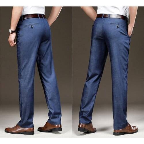 Oversized Pants Mens Relaxed-fit Casual Stretch Tencel Pants New Arrivals Thin Comfortable Business Trousers