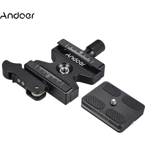 Andoer Quick Release Plate Aluminum Alloy Quick Release Clamp Adjustable 1/4+3/8" Screw for Arca Swiss Standard Ball Head Tripod