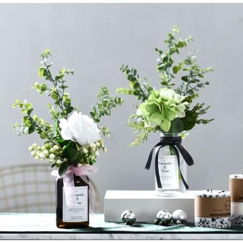 Table Vase Decoration Nordic Minimalist Living Room Interior Artificial Flower Handmade Bouquet Ornament