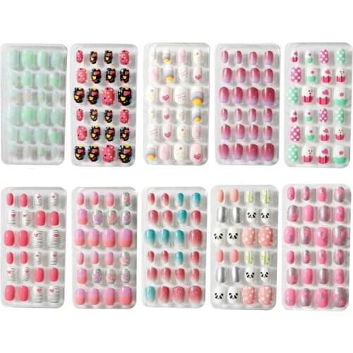 Children/adult Cartoon Candy Fake Nails Full Coverage Self-adhesive Nail Polish Cute Girl Manicure Nail Art Sticker Set