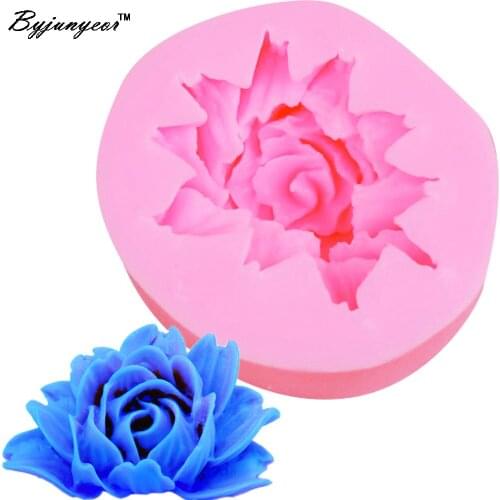Byjunyeor F1062 Epoxy UV Resin Rose Silicone Mold Sugarcraft Cake Decorating Gum Paste Soap Fudge Nougat Flexible Push Mould
