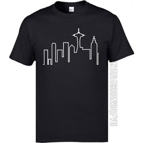 New York Seattle Skyline Tshirts Contourist Dominant Patterns Round Neck Tees All Cotton Men Print T-Shirt Free Shipping