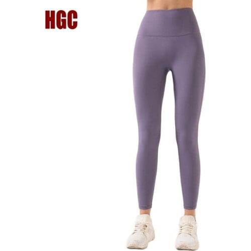 Yoga Pants High Waist Naked-feel Fabric Soft NO Front Seam Leggings Sport Women Fitness Elastic Squat Proof GYM Tights HGC