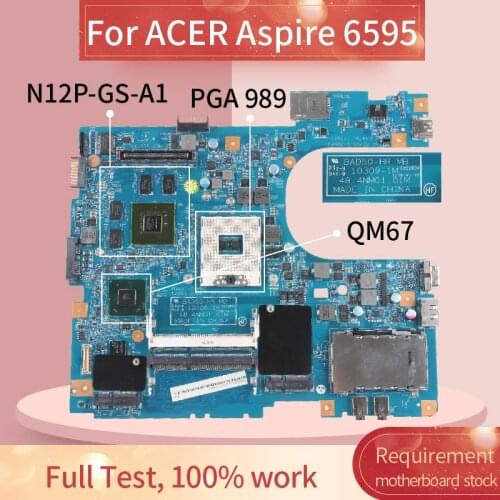 MBV4C01002 Laptop motherboard For ACER Aspire 6595 Notebook Mainboard 10309-1M QM67 N12P-GS-A1 DDR3