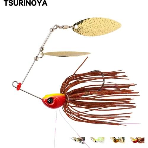 TSURINOYA Buzzbait Metal Fishing Lure 12g 18g Rubber Skirt Metal Spoon Jig Lures Sequines Jig Head Bass Pike Lure Spinner Baits