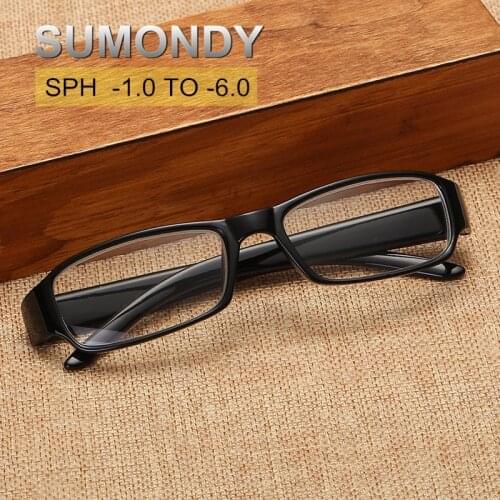 SPH -1 -1.5 -2 -2.5 -3 -3.5 -4 -4.5 -5 -5.5 -6 Men Women Finished Myopia Glasses With Diopter Black Nearsighted Spectacles UF21