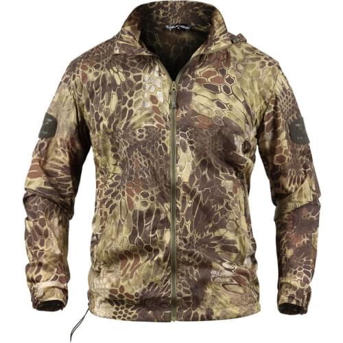 Outdoor sunscreen summer ultra thin breathable camouflage clothing mens tactical skin clothing