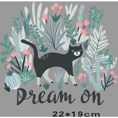 Lovely Cat Flower Patches Heat Transfer Iron On Patch A-level Washable Clothes T-shirt Stickers Easy Print By Household Irons