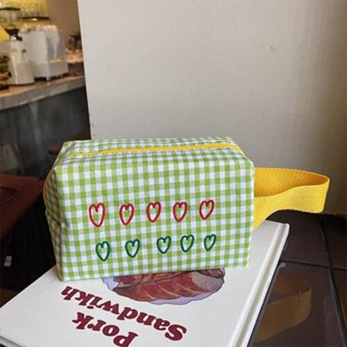 New Arrival Kawaii Small Flower Embroidery Plush Storage Bag For Pens Makeups Storage Bags Gift School Stationery