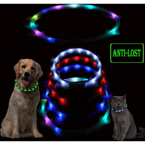 Pet Dogs Cats LED Light Collars Rechargeable Flashing Night Dog Collars USB Luminous Collar Pet Neck Decoration Glowing In Dark