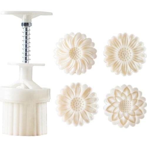 Plastic Mooncake Mould 3D Chrysanthemum Stamps Cookie Cutters Moulds 150g DIY Baking Accessories for Mid-Autumn Festival