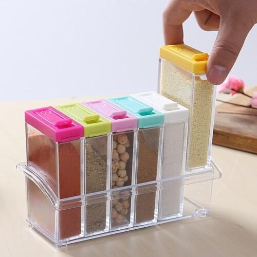 Plastic Seasoning Box Seasoning Bottle Transparent Spice Jar Set with lid Kitchen Seasoning Sub-bottling Storage Box Container