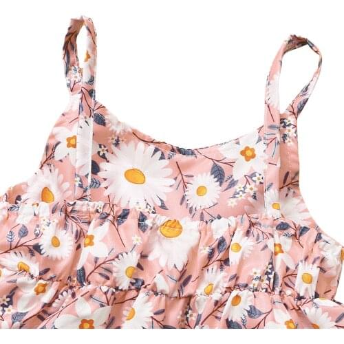 Pudcoco Newborn Baby Girls Dress Sleeveless Flower Print Sling Dress for Photography Birthday Party Baby Girl Clothes Summer