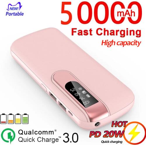 30000mah Power Bank Portable Charger Digital Display High Capacity External Battery Poverbank Charger for Xiaomi Samsung Iphone