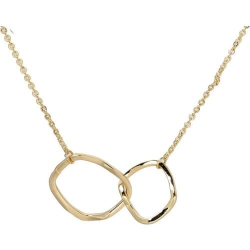 Gold Plated Simple Choker Necklace For Women Girls Fashion Temperament Double Circle Pendants Collares Gifts