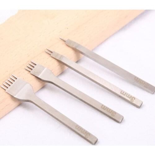 3mm/4mm/5mm/6mm Spacing Punch Tool 1/2/4/6 Prong For Leather Hole Punches Tool DIY Leather Craft Tools Lacing Stitching Sewing