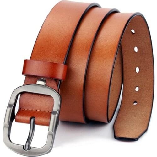 Mens Cowskin Genuine Leather Belt Men Luxury Brand Alloy Metal Pin Buckle Designer Vintage Belts Male Strap For Jeans Cintos