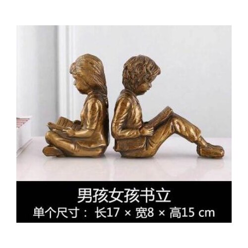 NORDIC CREATIVE IMITATION METAL RESIN BOY GIRL SHELF FINISHING DECORATIVE ORNAMENTS MODERN HOME DECORATIONS SCULPTURE FIGURINES
