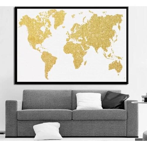 Modern Style World Map Canvas Paintings Posters and Prints Modern Wall Art Pictures for Living BedRoom Study Home Decoration