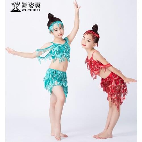 Dancing wings childrens belly dance training clothing children 2019 Sequin tassel inspired skirt rt339-1