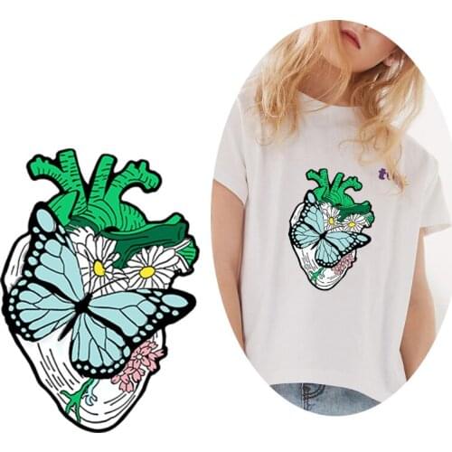 Heart Thermal Transfers Cartoon Girl Patches Unicorn Iron On Transfer For Clothing Heat Transfer Stickers Children Iron On Patch