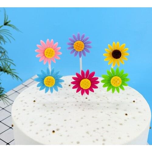 15Pcs Sunflower Cake Topper Cake Decoration With High-Quality Non-Woven Fabric For Kid Baby Shower Happy Birthday Decoration