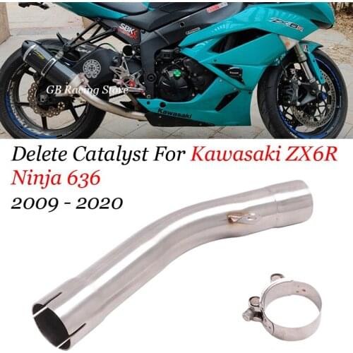 Delete Catalyst For Kawasaki ZX6R Ninja 636 2009 - 2020 Motorcycle Exhaust Escape Moto Mid Link Tube Slip On 51MM Muffler Pipe