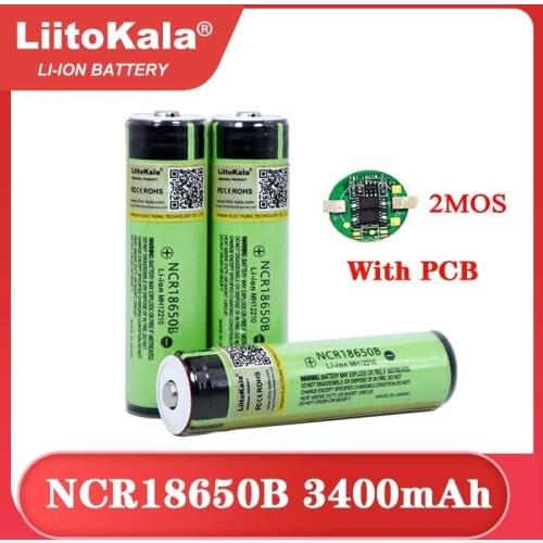 Liitokala New secure Original NCR18650B 3400mAh 18650 Rechargeable Battery with PCB 3.7v for Flashlight batteries