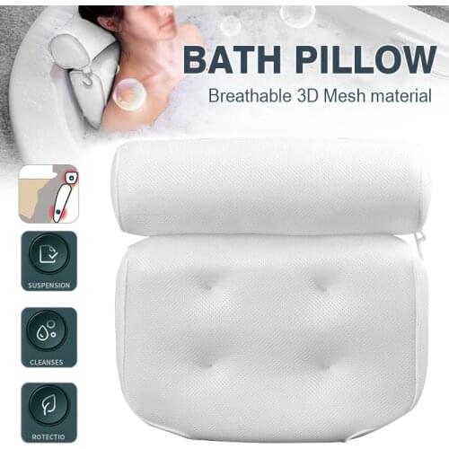 Bathroom Bath Pillows 3D Mesh Spa Bath Pillow Bathtub Neck Back Support Cushion With 4 Suction Cup On The Back