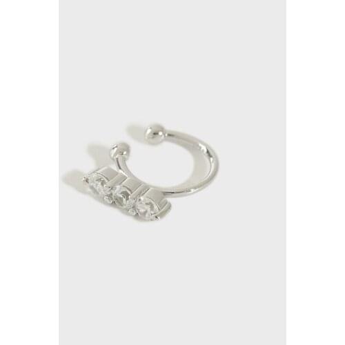 YPAY 1 PC Women 100% Real Pure Genuine Solid 925 Sterling Silver Ear Clip with Zircon Fine Jewelry Brinco Earrings Cip YME404