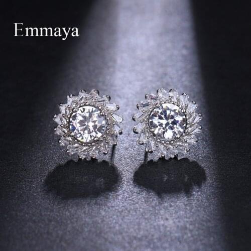 Emmaya Luxury Female Crystal Zircon Stone Earrings Fashion Filled Jewelry Vintage Stud Earrings For Women