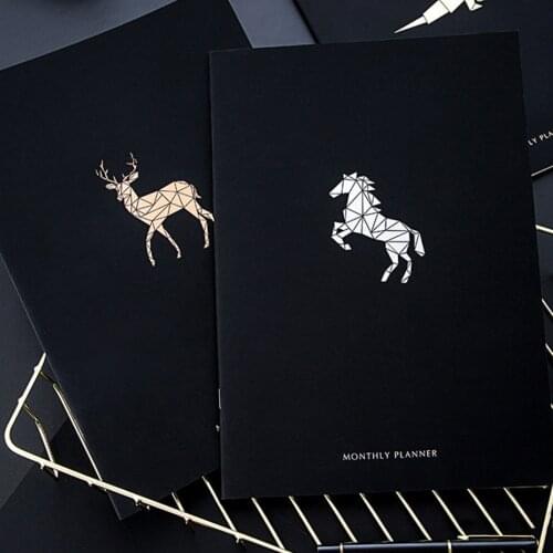 1pc A4 Metallic Gilding Deer Bird Horse Schedule Monthly Agenda Planner Notebook Simple Stationary School Office Supplies